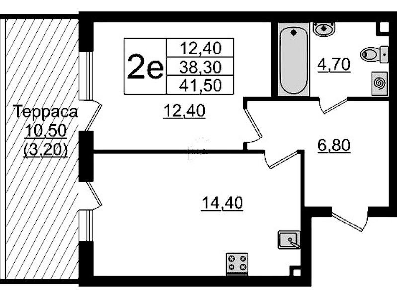 1-комнатная квартира 41.5 м², 1/9 эт., ЖК «А101 Лаголово»